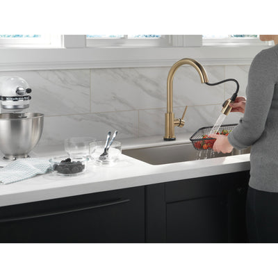Delta Trinsic Champagne Bronze Finish VoiceIQ Single-Handle Pull-Down Kitchen Faucet with Touch2O Technology D9159TVCZDST
