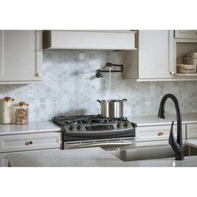 Delta Contemporary Matte Black Finish Contemporary Wall Mount Pot Filler Faucet D1165LFBL