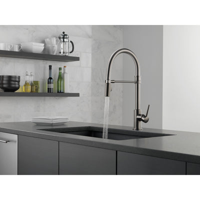 Delta Trinsic Black Stainless Steel Finish Single Handle Pull-Down Kitchen Faucet With Spring Spout D9659KSDST