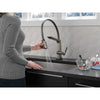 Delta Pivotal Black Stainless Steel Finish Single Handle Exposed Hose Kitchen Faucet with Touch2O Technology D9693TKSDST