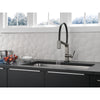 Delta Pivotal Black Stainless Steel Finish Single Handle Exposed Hose Kitchen Faucet with Touch2O Technology D9693TKSDST