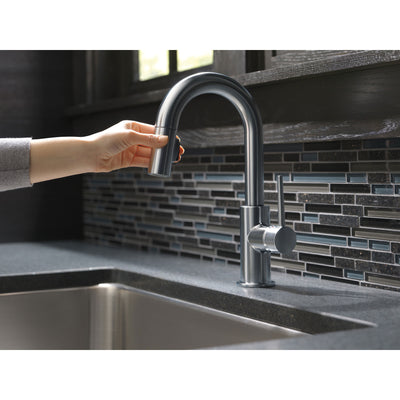 Delta Trinsic Arctic Stainless Steel Finish Single Handle Pull-Down Bar/Prep Kitchen Limited Swivel D9959ARLSDST