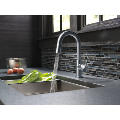 Delta Trinsic Arctic Stainless Steel Finish Single Handle Pull-Down Bar/Prep Kitchen Limited Swivel D9959ARLSDST