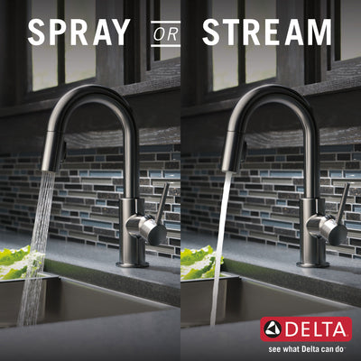 Delta Trinsic Black Stainless Steel Finish Single Handle Pull-Down Bar/Prep Sink Faucet D9959KSDST