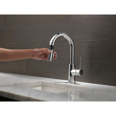 Delta Trinsic Chrome Finish Single Handle Pull-Down Bar/Prep Kitchen Limited Swivel D9959LSDST