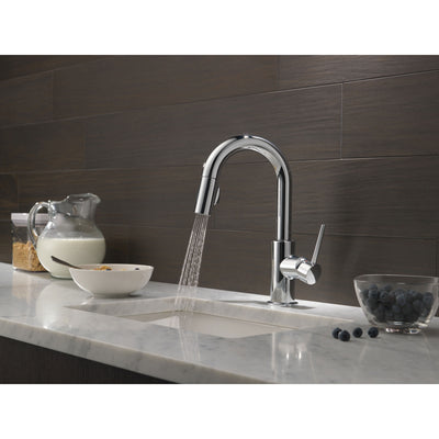 Delta Trinsic Chrome Finish Single Handle Pull-Down Bar/Prep Kitchen Limited Swivel D9959LSDST