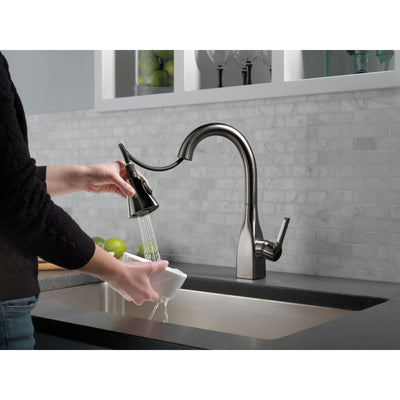 Delta Mateo Black Stainless Steel Finish Single Handle Pull-Down Bar/Prep Sink Faucet D9983KSDST