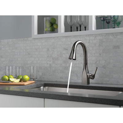 Delta Mateo Black Stainless Steel Finish Single Handle Pull-Down Bar/Prep Sink Faucet D9983KSDST