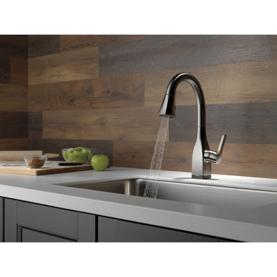 Delta Mateo Black Stainless Steel Finish Single Handle Pull-Down Bar/Prep Sink Faucet with Touch2O D9983TKSDST