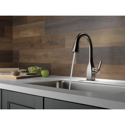 Delta Mateo Black Stainless Steel Finish Single Handle Pull-Down Bar/Prep Sink Faucet with Touch2O D9983TKSDST