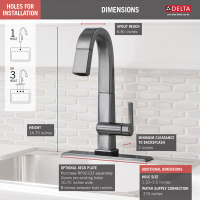 Delta Pivotal Arctic Stainless Steel Finish Single Handle Pull Down Bar/Prep Faucet With Touch2O Technology D9993TARDST