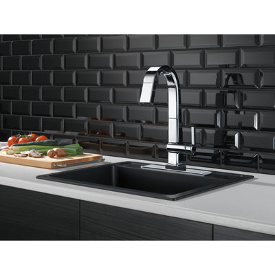 Delta Pivotal Chrome Finish Single Handle Pull Down Bar/Prep Faucet With Touch2O Technology D9993TDST