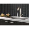 Delta Pivotal Polished Nickel Finish Single Handle Pull Down Bar/Prep Faucet With Touch2O Technology D9993TPNDST