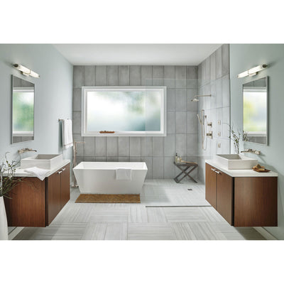 Delta Ara Collection Stainless Steel Finish Floor Mount Freestanding Tub Filler Faucet with Hand Shower Trim only (Requires Valve) DT4767SSFL