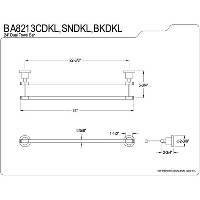 Bathroom Accessories Chrome 24" Double Towel Bar Dual Towel Rack BA8213CDKL