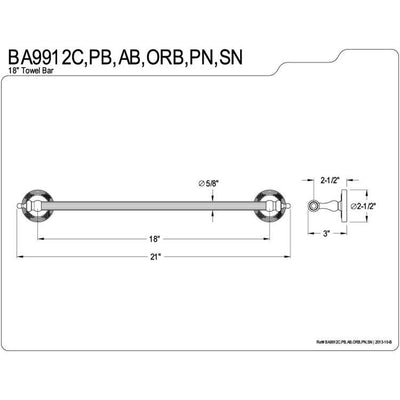 Kingston Brass Chrome Templeton 18" Single Towel Bar Rack BA9912C