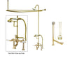 Polished Brass Clawfoot Tub Faucet Shower Kit with Enclosure Curtain Rod 105T2CTS