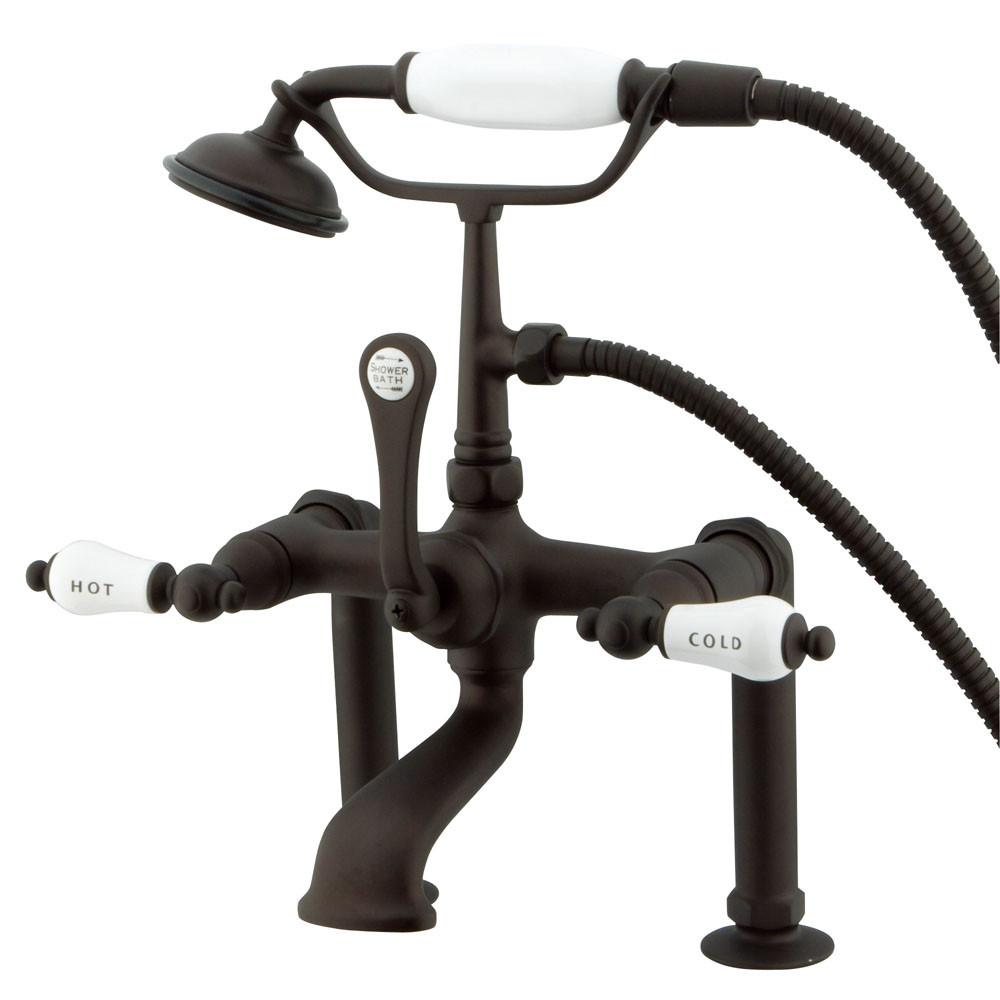 Kingston Oil Rubbed Bronze Deck Mount Clawfoot Tub Faucet w hand shower CC107T5