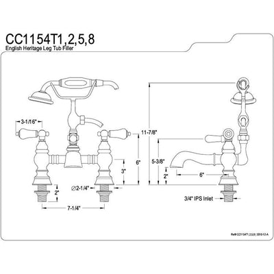Kingston Oil Rubbed Bronze Deck Mount Clawfoot Tub Faucet w hand shower CC1154T5