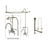 Satin Nickel Clawfoot Tub Faucet Shower Kit with Enclosure Curtain Rod 3017T8CTS