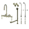 Freestanding Floor Mount Satin Nickel Hot/Cold Porcelain Lever Handle Clawfoot Tub Filler Faucet Package 3T8FSP