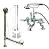 Chrome Deck Mount Clawfoot Tub Faucet w hand shower w Drain Supplies Stops CC412T1system