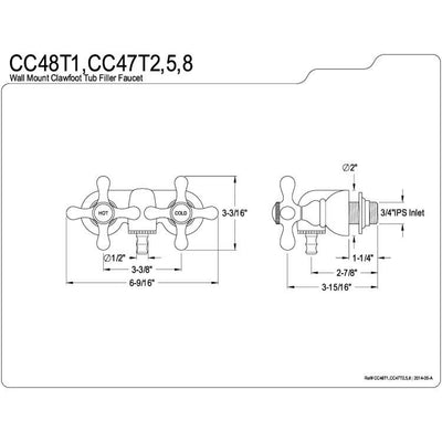 Kingston Brass Oil Rubbed Bronze Wall Mount Clawfoot Tub Faucet CC47T5