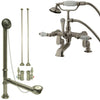 Satin Nickel Deck Mount Clawfoot Tub Filler Faucet w Hand Shower Package CC655T8system