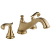 Delta Cassidy Collection Champagne Bronze Finish Traditional Spout Roman Tub Filler Faucet COMPLETE ITEM Includes (2) French Scroll Levers and Rough-in Valve D1453V