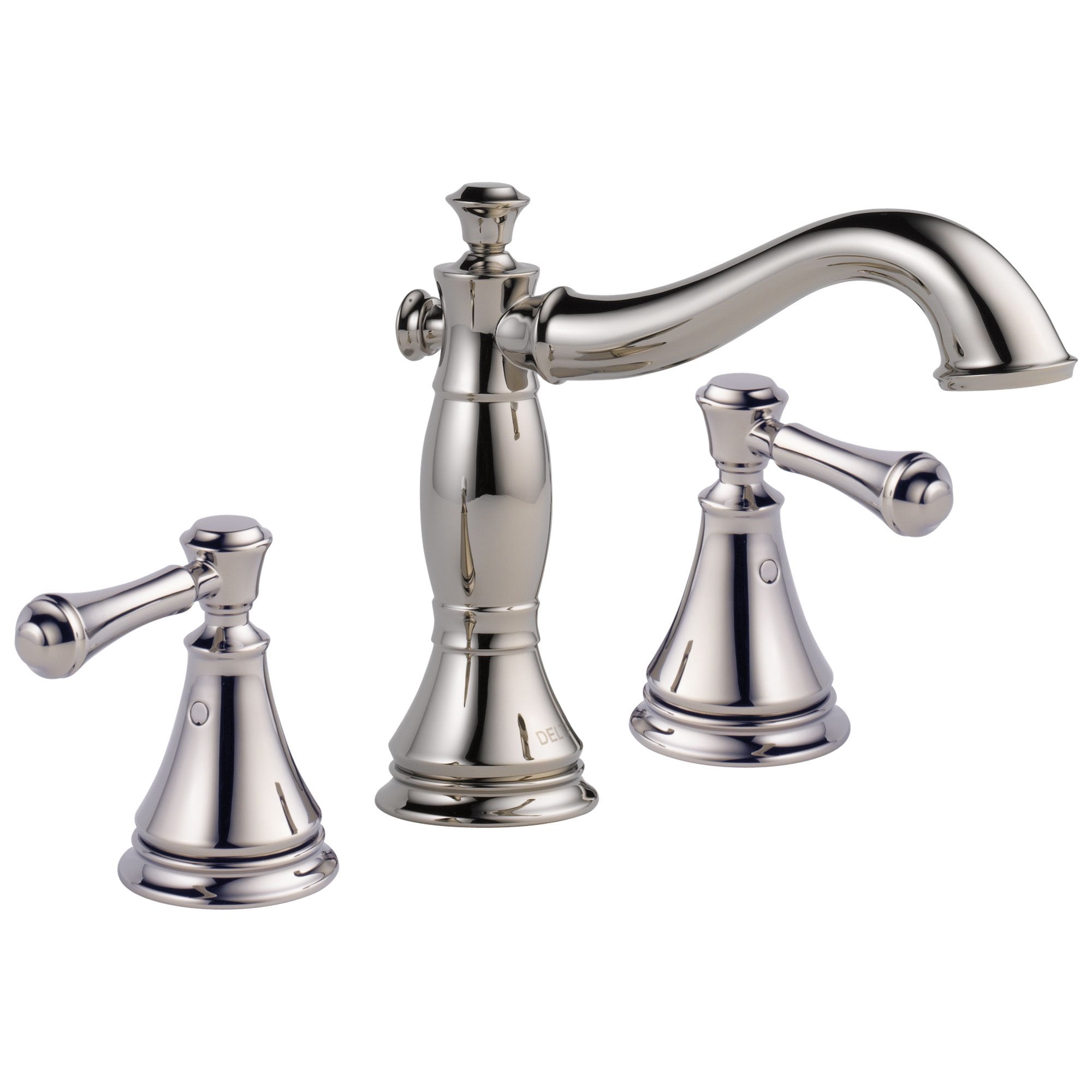 Delta Cassidy Collection Polished Nickel Traditional Widespread Lavatory Bathroom Sink Faucet INCLUDES Two Lever Handles and Metal Pop-Up Drain D1778V