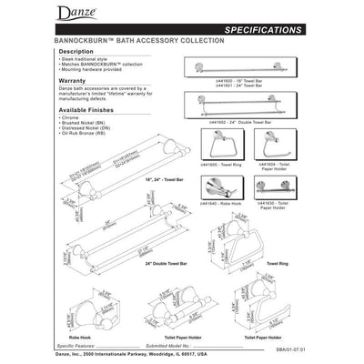 Danze Bannockburn Towel Bars Chrome 24" Towel Bar