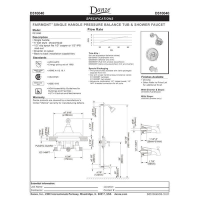 Danze Fairmont Oil Rubbed Bronze Pressure Balance 1 Handle Shower Control INCLUDES Rough-in Valve