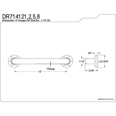 Grab Bars - Oil Rubbed Bronze Metropolitan 12" Decorative Grab Bar DR714125