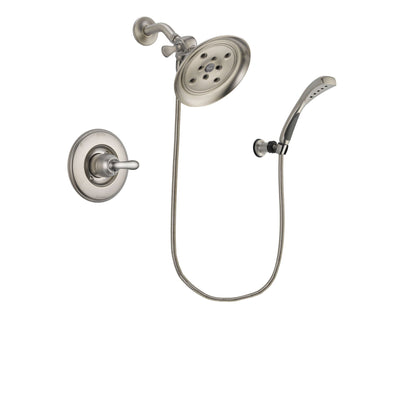 Delta Linden Stainless Steel Finish Shower Faucet System Package with Large Rain Showerhead and Wall Mounted Handshower Includes Rough-in Valve DSP1872V