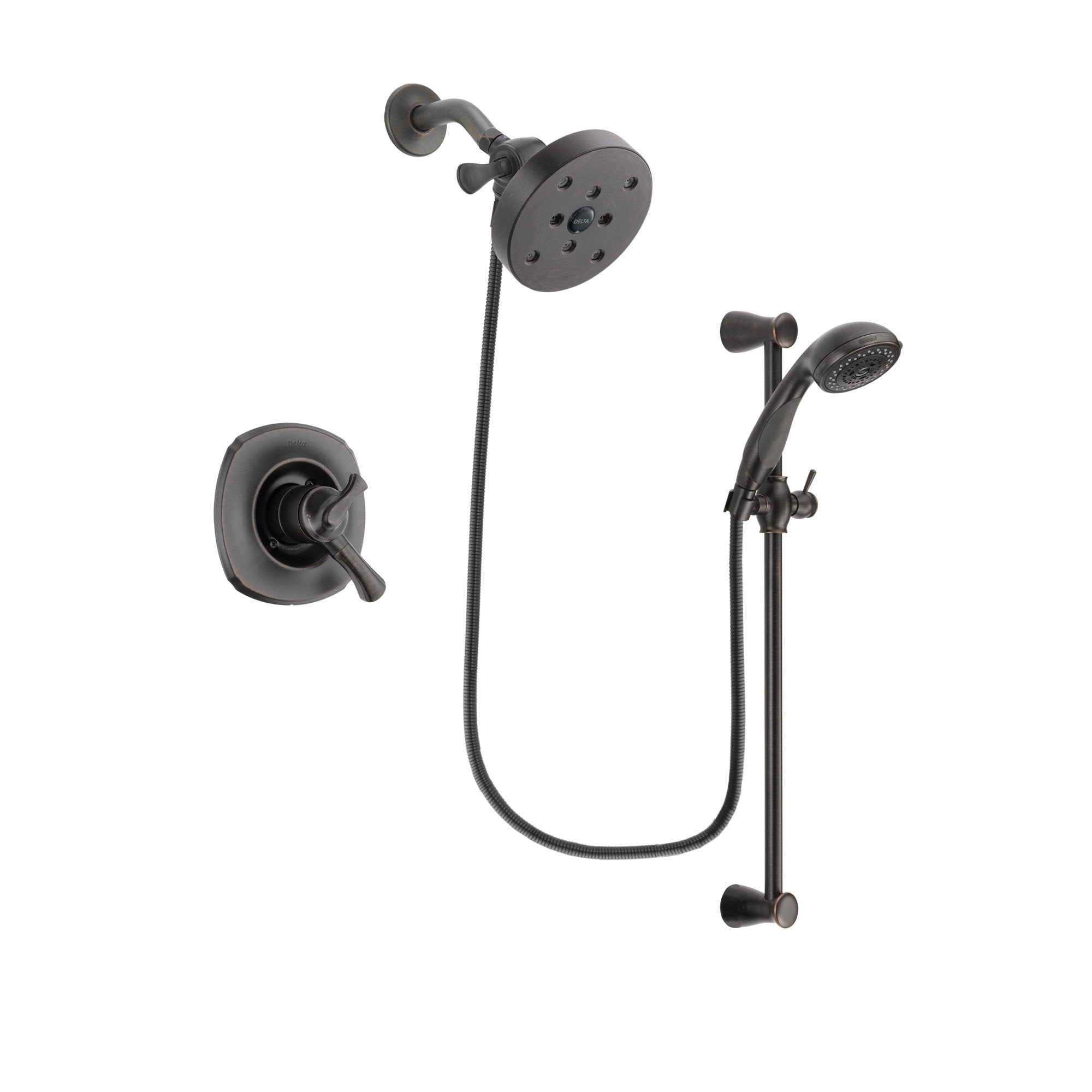 Delta Addison Venetian Bronze Finish Dual Control Shower Faucet System Package with 5-1/2 inch Showerhead and Personal Handheld Shower Spray with Slide Bar Includes Rough-in Valve DSP2736V