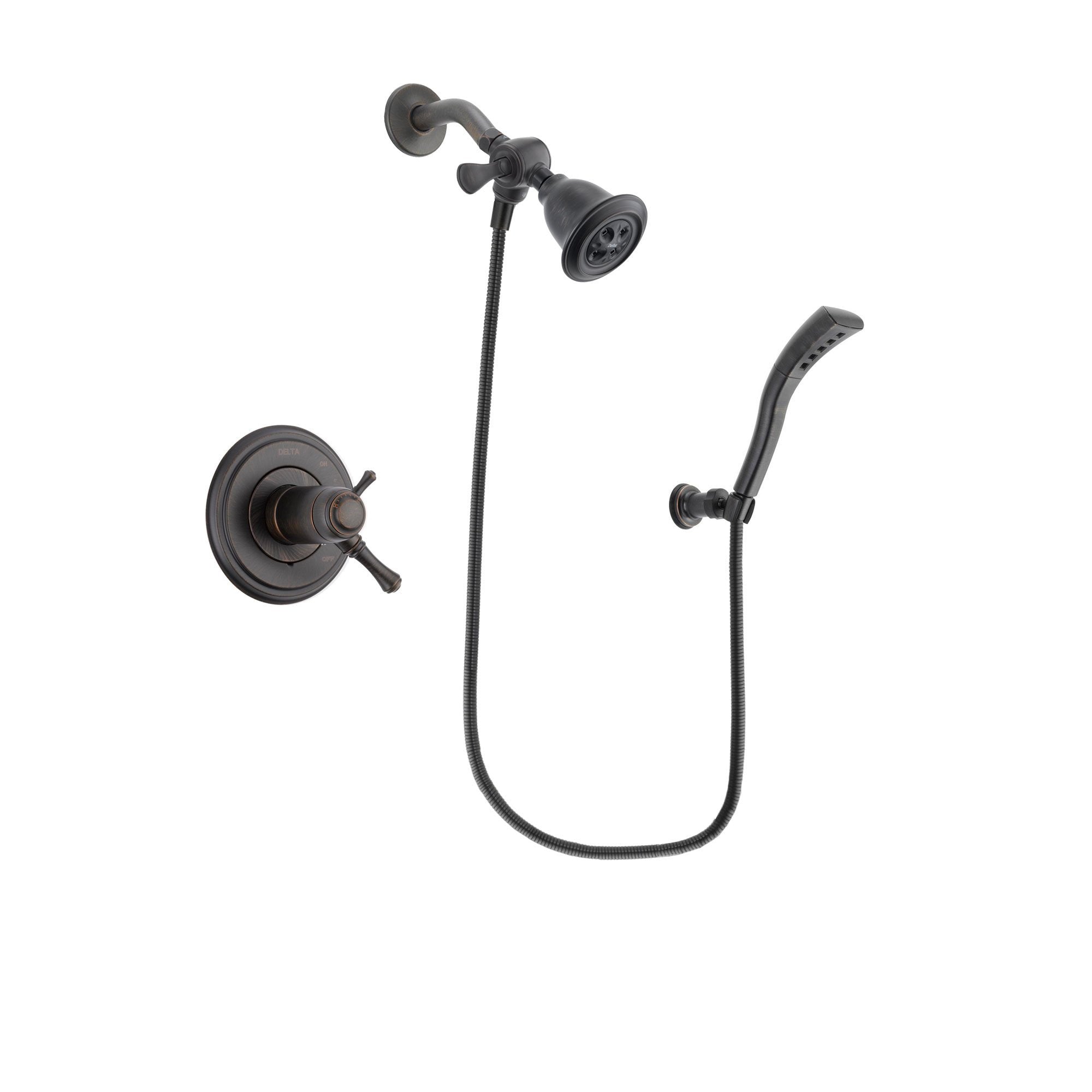 Delta Cassidy Venetian Bronze Finish Thermostatic Shower Faucet System Package with Water Efficient Showerhead and Modern Wall Mount Personal Handheld Shower Spray Includes Rough-in Valve DSP2900V