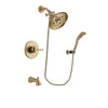 Delta Trinsic Champagne Bronze Finish Tub and Shower Faucet System Package with Large Rain Shower Head and Modern Wall Mount Personal Handheld Shower Spray Includes Rough-in Valve and Tub Spout DSP3691V