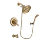 Delta Linden Champagne Bronze Finish Dual Control Tub and Shower Faucet System Package with Large Rain Shower Head and Modern Wall Mount Personal Handheld Shower Spray Includes Rough-in Valve and Tub Spout DSP3703V