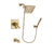 Delta Dryden Champagne Bronze Finish Thermostatic Tub and Shower Faucet System Package with 6.5-inch Square Rain Showerhead and Modern Wall-Mount Handheld Shower Stick Includes Rough-in Valve and Tub Spout DSP3885V