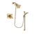 Delta Vero Champagne Bronze Finish Thermostatic Shower Faucet System Package with Square Showerhead and Modern Handheld Shower Spray with Slide Bar Includes Rough-in Valve DSP3912V
