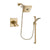 Delta Dryden Champagne Bronze Finish Thermostatic Shower Faucet System Package with Square Shower Head and Modern Handheld Shower Spray with Slide Bar Includes Rough-in Valve DSP3934V