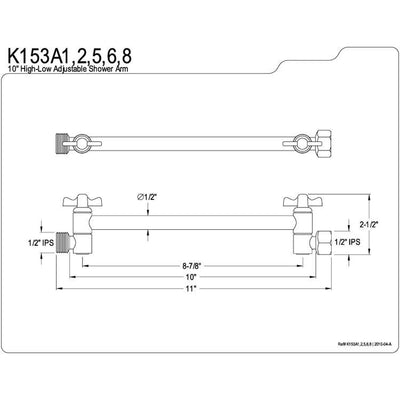 Bathroom fixtures Shower Arms Oil Rubbed Bronze 10" High-low Shower Arm K153A5