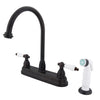 Kingston Oil Rubbed Bronze Two Handle 8" Kitchen Faucet with Sprayer KB3755PL