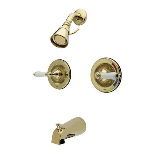 Kingston Brass Polished Brass 2 Handle Tub and Shower Combination Faucet KB662PL