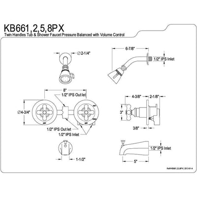 Kingston Oil Rubbed Bronze 2 Handle Tub and Shower Combination Faucet KB665PX