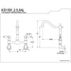 Kingston Brass Polished Brass Double Handle Wall Mount Kitchen Faucet KS1092AL