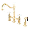 Kingston Polished Brass 8" Centerset Kitchen Faucet With Side Sprayer KS1272PXBS