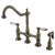 Kingston Vintage Brass 8" Centerset Kitchen Faucet With Side Sprayer KS1273PLBS