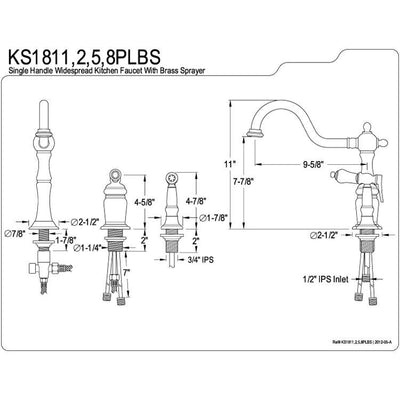 Kingston Satin Nickel Single Handle Widespread Kitchen Faucet w Spray KS1818PLBS