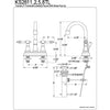 Kingston Brass Chrome 2 Handle 4" Centerset Bathroom Faucet w Pop-up KS2611TL